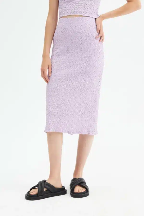 Compania Fantastica γυναικείo lilac stretch midi skirt - Image 3