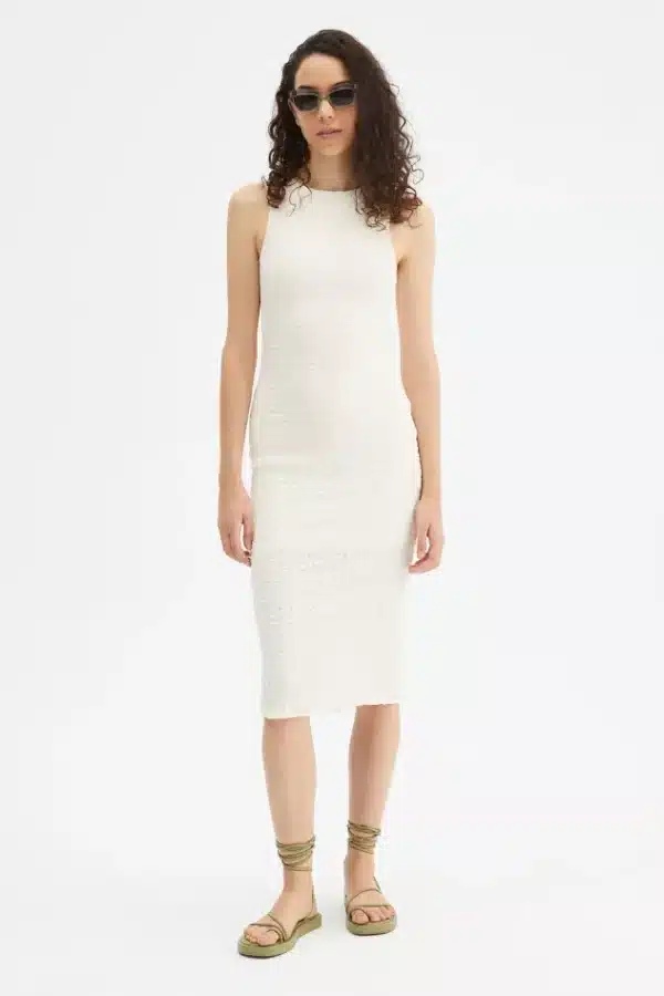 Compania Fantastica γυναικείo white stretch midi dress - Image 3