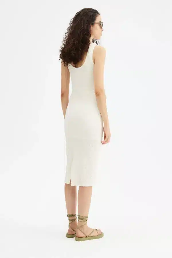 Compania Fantastica γυναικείo white stretch midi dress - Image 4